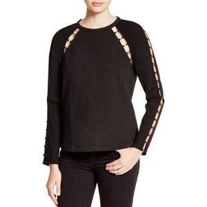 Chelsea & Walker Black XS Sweater with Metal Ring Detail - Top
